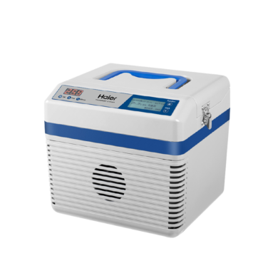 Active cooling Constant Temperature Transport Cooler #HYZ-8Z with alarm and a 2ºC to 10ºC transit temperature range accommodates 8 blood bags  |  1720-94 displayed