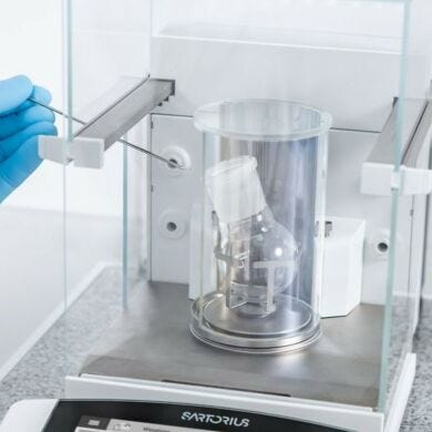 Select Cubis II Ultra Hi-Resolution Micro Balances are upgradable or include a built-in ionizer to remove electrostatic charges from samples; available after pu