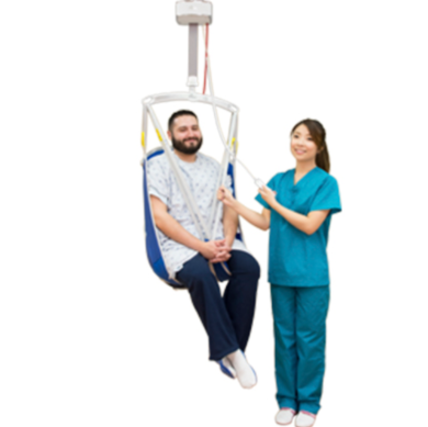 Compatible with GoLift patient handling systems, S-XL polyester and mesh slings with or without head support safely transfers hospital or home health patients