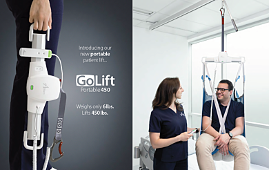 Handheld 6-lb. GoLift Patient Lift model with a 450 lb. capacity