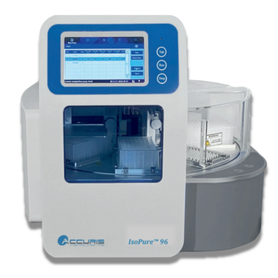 ISOPure 96 Automated System with a 96-sample capacity for sample volumes from 50µl to 1000µl features a 7” color touch screen  |  7906-PP-06 displayed