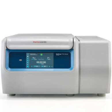 1.6L Multifuge X1R Pro Refrigerated Centrifuge by Thermo Fisher Scientific with a touchscreen interface, 100-program memory and a 4 x 400 mL capacity  |  1717-60 displayed