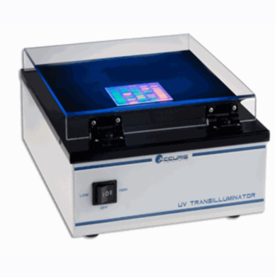 MyView E3000 UV Transilluminator by Accuris with a 302 nm, four 8W UV bulbs, a 160 x 190 mm viewing surface and a UV blocking cover; compatible with SmartDoc