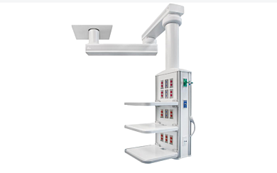Surgical Room equipment boom with a 340º rotation, customizable console, 1000 mm-1000 mm arms, power supply and medical gas assembly (CO2, N2 or vacuum with hol