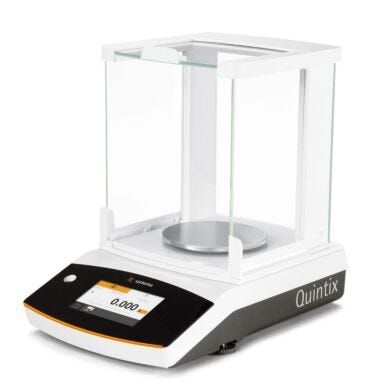 Quintix Analytical balance with draft shield, 220g weighing capacity, 0.1mg readability and 3.5