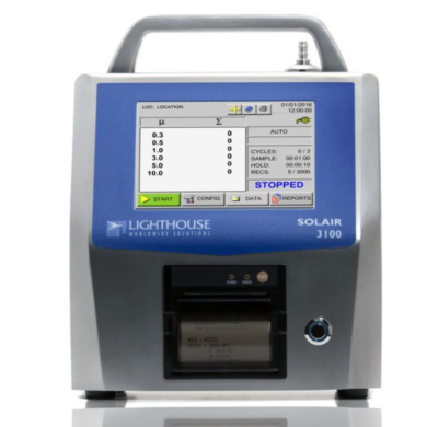 ISO compliant model with a 0.3 - 25.0μm size range, a 1.0 CFM (28.3 LPM) flow rate and an Extreme Life Laser Diode; monitors ISO class 1-8 cleanrooms  |  