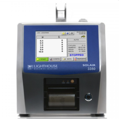 Particle counter with a 0.3 - 25.0 µm size range, a 100 LPM flow rate and an Extreme Life Laser Diode; monitors ISO class 1-8 cleanrooms  |  