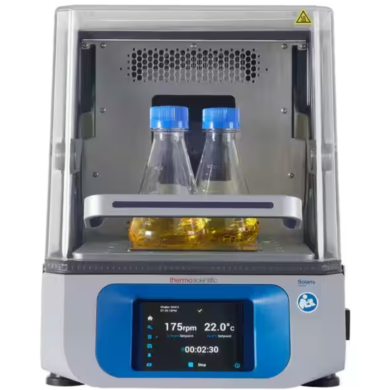 Solaris SK2002 Incubated and Refrigerated Orbital Shakers by Thermo Scientific with a 11” x 14” platform, a 5°C to 60°C range, a lid and touchscreen display  |  1716-PP-03 displayed