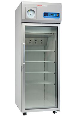 Single-glass door 650L TSX High-Performance Refrigerator by Thermo Fisher Scientific includes 4 shelves and casters; GMP Clean Room Class A/ISO 6 compatible  |  1621-08 displayed