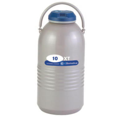 TW 10XT for long-term LN2 storage at cryogenic temperatures has a 10L capacity, an 100-day static hold time and a lockable lid; includes six 5” canisters  |  6900-15 displayed