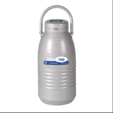 3.7L LN2 capacity TW CXR100 Vapor Shipper with replaceable adsorbent complies with IATA regulations; static hold time 16 days, evaporation rate 0.23 L/day  |  6900-88 displayed