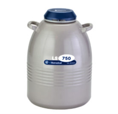 TW LS750 Cryogenic Refrigerator has 35L liquid or vapor LN2 capacity, an aluminum body with magniformed necktube; stores 750 2ml vials  |  6900-09 displayed