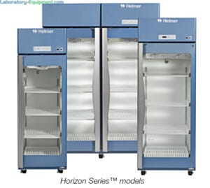 Medical-grade GX Horizon Upright Lab Refrigerators in five capacity sizes include ventilated shelves, casters, controller and OptiCool technology