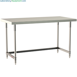316 Stainless Steel TableWorx Work Tables with 304 SS Legs and 3-Sided Frame by Metro ideal in cleanrooms and biopharma applications; various sizes available  |  1543-PP-05 displayed