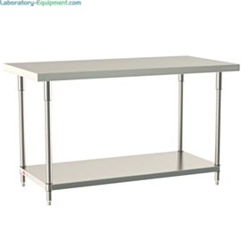 316 Stainless Steel TableWorx Work Tables with 304 SS Legs and Under Shelf by Metro ideal in cleanrooms and biopharma applications; sizes and mobile options  |  1543-PP-03 displayed
