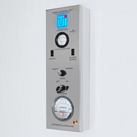 Cleanroom control panel provides centralized control and monitoring of cleanroom functions; status indicator LED blinks when FFU filters need replacement | 6600-23A-NS displayed