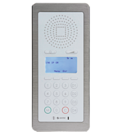 Flush-mount Intercom system with large backlit display features totally flat, waterproof faceplate, with no holes to minimize bacteria accumulation. | 6711-11 displayed