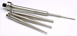 Double stepped microtip shown with tapered microtips: 1/8''D, 3/16''D, and 1/4''D | 2601-33 displayed