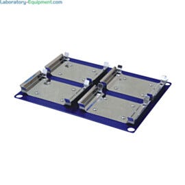 Dedicated microplate platform for use with the Incu-Shaker CO2 Mini Incubator by Benchmark Scientific holds 4 standard deepwell microplates  |  2823-03 displayed