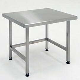 Stainless steel ISO-rated cleanroom table with solid top features ultra-smooth surfaces for easy cleaning and sterilization | 9603-03 displayed