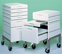 These polymer Mobile Drawer Cabinets have a smooth design that eliminates sharp edges and corners where dust can accumulate | 1704-01 displayed