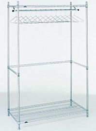 Support frame shown with corner posts, shelf and hanger tube. Product details may differ.  |  2650-28 displayed