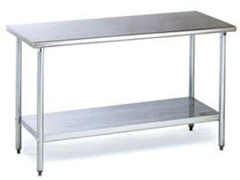 Stainless steel laboratory table with stainless steel top and undershelf, galvanized steel legs  |  1373-19 displayed