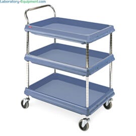 InterMetro deep ledge three shelf antimicrobial cart with adjustable center shelf  |  1532-86 displayed