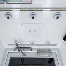 Intergrated air shower sprinkler head has a white cover plate for easier cleaning | 6010-90 displayed