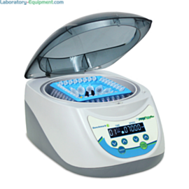 Compact MyFuge 12 Plus digital Centrifuges with COMBI-Rotor by Benchmark Scientific simultaneously spin 12 microtubes and 4 PCR strips; 115V and 230V models  |  2825-PP-04 displayed