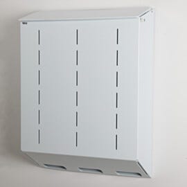 Polypropylene glove holder with 3 compartments, wall mount design and no catch basin, 24" W x 8" D x 32" H  |  4952-77A displayed
