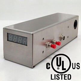 Smart® Module with LED display and gas inlet automatically monitors and maintains low-RH set point to conserve nitrogen  |  1911-30B-VL displayed