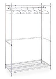 Stainless steel Upright Garment Racks provide clean, space-efficient storage of cleanroom frocks, coveralls and other apparel  |  2650-16 displayed