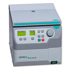 Hermle’s compact ventilated Z216-M microcentrifuge is powerful yet quiet  |  2823-41 displayed