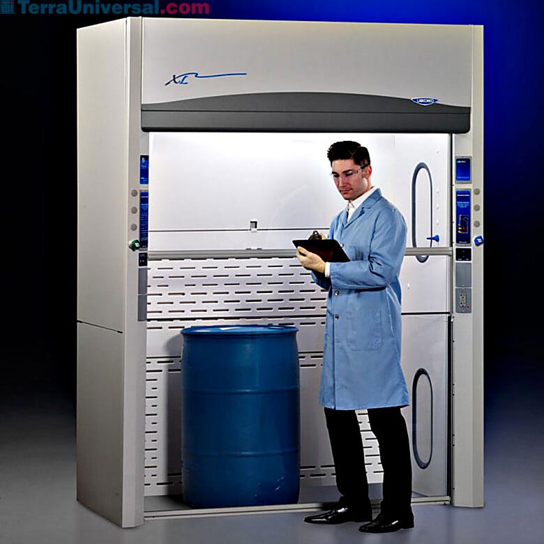 Labconco’s Walk-In Fume Hoods offer a significant increase in height that allows bulky containers or racks to be placed within the fume hood | 3651-68 displayed