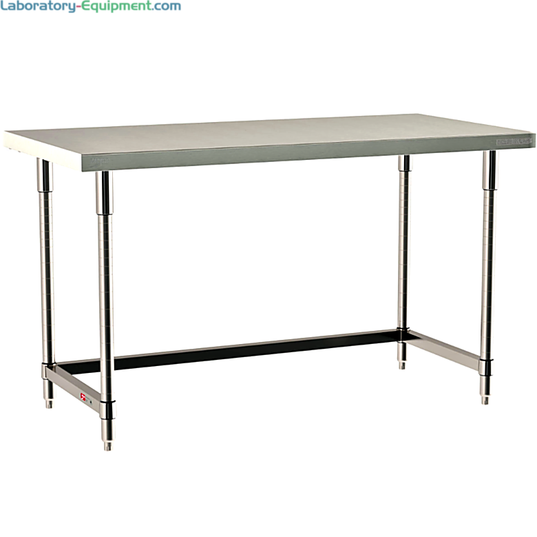 316 Stainless Steel TableWorx Work Tables with 304 SS Legs and 3-Sided Frame by Metro ideal in cleanrooms and biopharma applications; various sizes available | 1543-PP-05 displayed