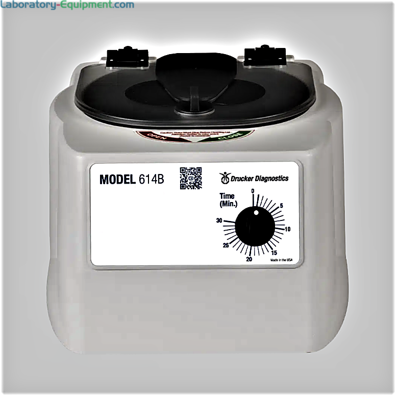 614B Fixed-Angle Single-Speed Centrifuge by Drucker Diagnostics with a 6 x 0.5-15 mL capacity, 1100 xg, and a mechanical timer includes rotor and universal tube
