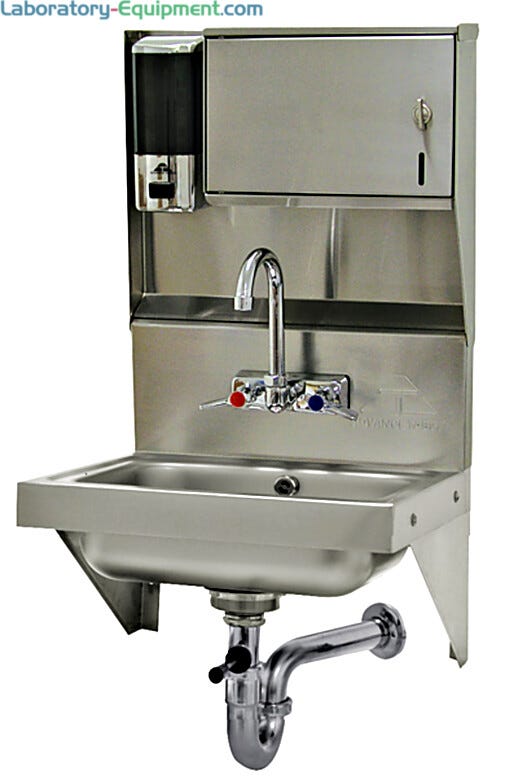 Wall mounted, lever drain with overflow, hand sink with side supports (Model 7-PS-69)  |  6901-51 displayed