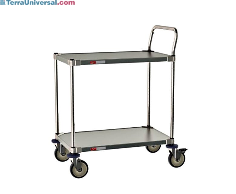 CRLS222NFS Metro 304 Stainless Steel Grade A Pharma 2-Shelf Cart for use in labs and cleanrooms withstands repeated cleaning and sterilization;18