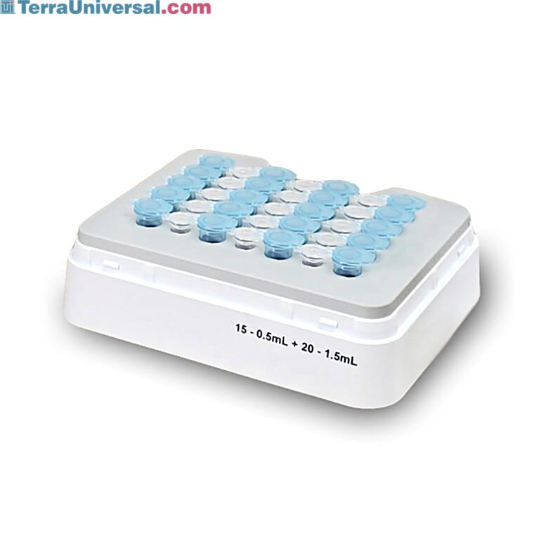 Combination block, 15x0.5ml and 20x1.5ml for temperature control from 0 to 105°C for use with MultiTherm Touch Shaker; compatible with optional Heated Lid #H510  |  5323-64 displayed