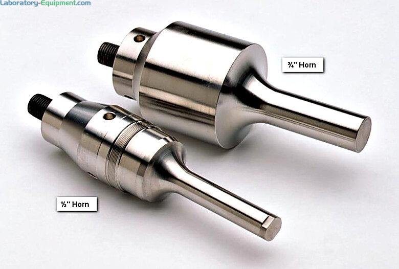 Horns transmit ultrasonic energy into a solution  |  2601-19 displayed