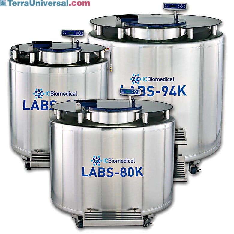 Available in four capacity sizes, models feature a single pivot turntable, a stainless steel table top for efficient LN2 storage in vapor or liquid phase  |  6900-PP-03 displayed