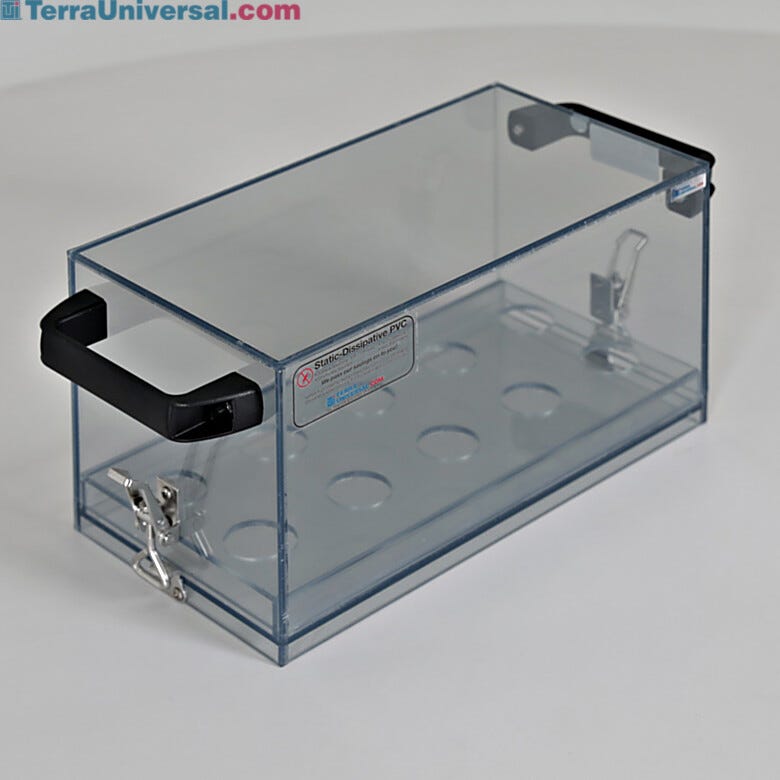 10-vial holder and carrying case in static dissipative PVC with secured detachable bottom and side handles  |  4951-86 displayed