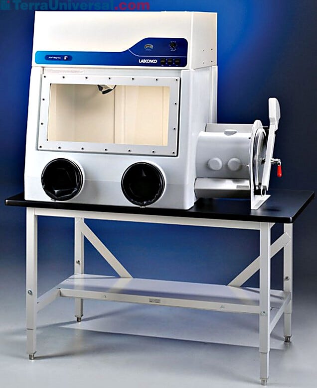 Labconco Precise Series Xpert Weigh Glove Box, shown with optional stand | 3644-42 displayed
