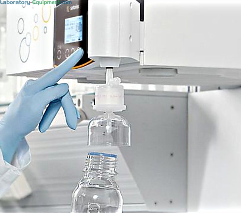 Arium Comfort II wall-mounted models include a UV lamp and a TOC monitor in select models; available in 5L or 10L per hour flow capacities | 9510-PP-01 displayed