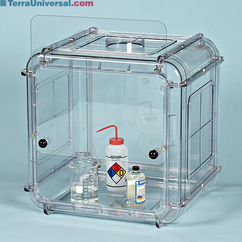 The 1x1 Bel-Art Clear View Fume Hoods are compact and extremely easy to set up, only requiring connection to an existing exhaust system  |  3308-23 displayed