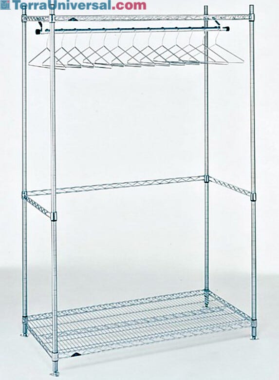 Support frame shown with corner posts, shelf and hanger tube. Product details may differ. | 2650-28 displayed
