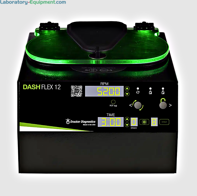 Drucker DASH Flex 12 Programmable STAT Centrifuge with rotor, tube holder, a 12 x 75-100 mm capacity, 3 presets, 10 settings and a max 4,000 xg; 00-183-009-000