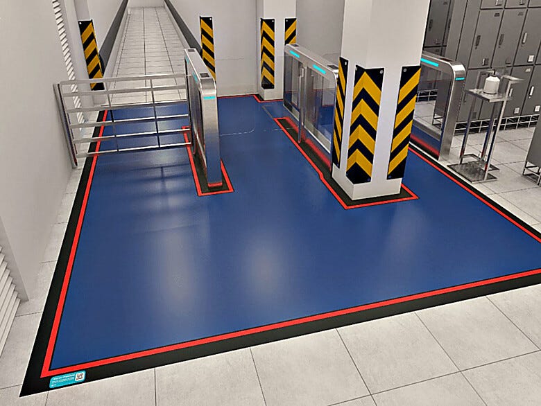 CleanZone floor covering captures contamination from cart wheels, shoe covers and more  |  3801-PP-01 displayed