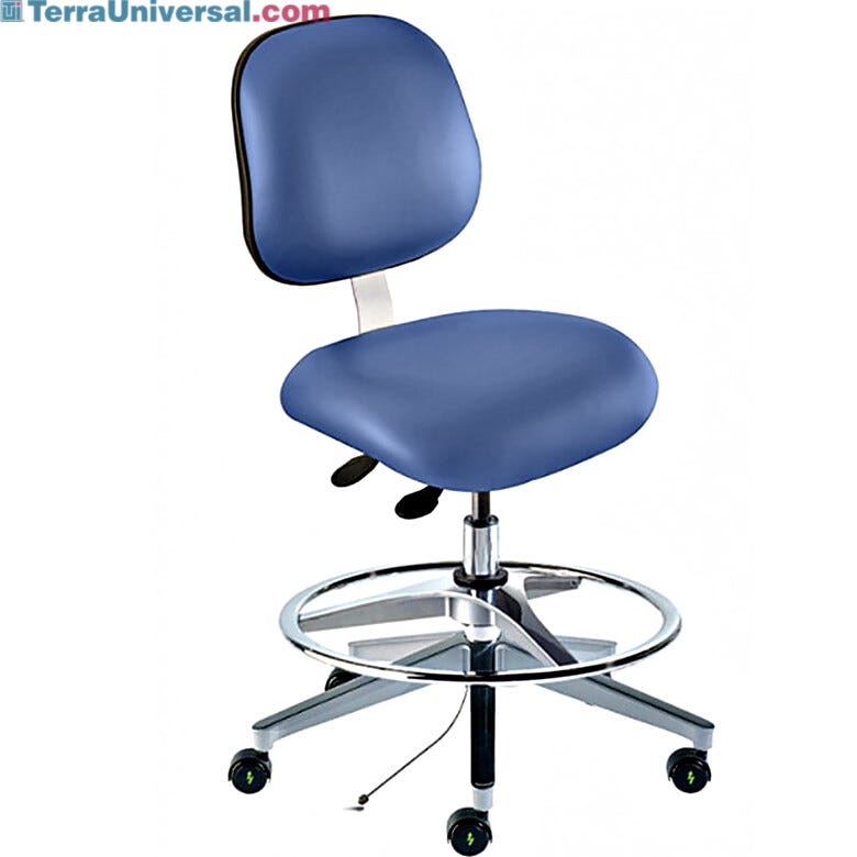 Microcon Blue Elite EEA-M-RK ISO 7 ESD Cleanroom Chair by Biofit for static control applications; bench height EEA-M-RK-T-AFP-XA-ISO7KMBLU  |  2809-32 displayed